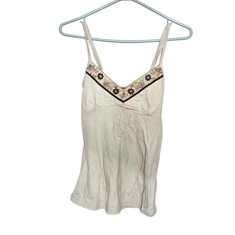 Fang Size Medium M Cotton Beaded Embroidered Chic Indie Top Cami